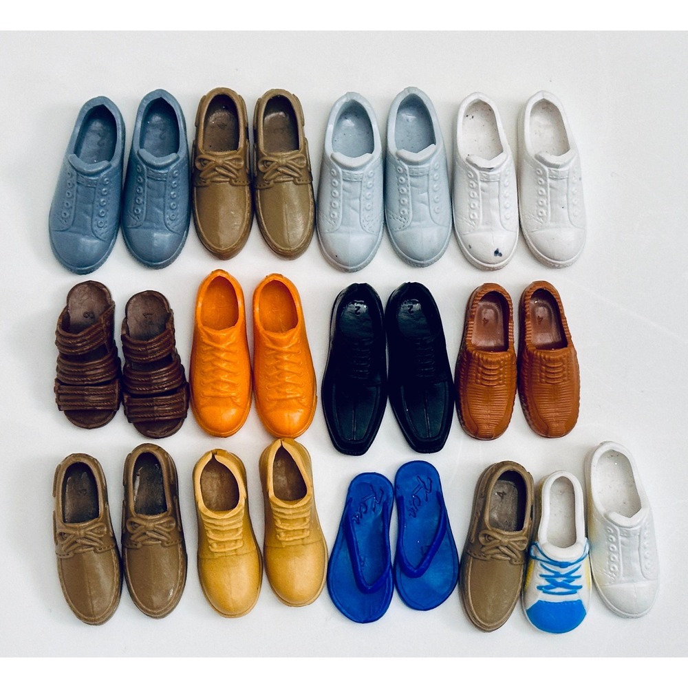 Ken Doll Shoe Lot Assorted Sneakers Boots Sandals Loafers Vintage Mattel 13 Pair